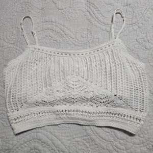 Abercrombie & Fitch White Crochet Crop Top